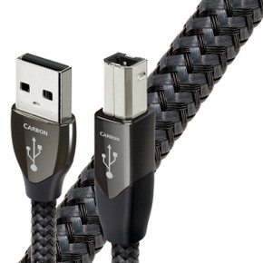 AUDIOQUEST Carbon 3.0M USB A to B 5% silver - solid. Hard-cell foam. Jacket - grey - black braid.