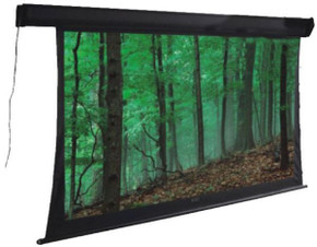 BRATECK 108'' Deluxe Tab-tensioned - Electric Projector Screen. Matte white fibreglass screen. Black Aluminium Housing. High quality - Low noise motor - 16:9 aspect ratio - RF Remote control