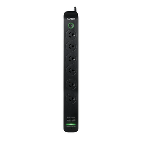 JACKSON 6-Way Raptor Powerboard with Surge & Overload Protection. Push Button LED On/Off Indicator Switch. Rapid Charge 30W USB Type-C PD & 30W USB Type-A. Surge Diagnostic LED.