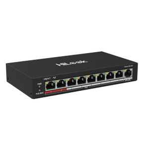 HILOOK 8 Port 10/100 Fast Ethernet Unmanaged POE Switch with 60W. 8x 100 Mbps PoE ports & 1x 100 Mbps Uplink Port. 60W PoE Power Budget. Max Transmission Distance 250m. MAC Address Auto Learning.