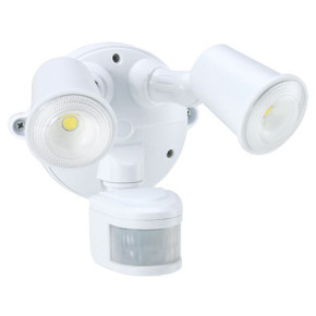 HOUSEWATCH 10W Twin LED Spotlight with Motion Sensor. IP54. Passive IR. 9m (Side) and 12m (Front) Detection Range. Detection Angle 140 Degree. Includes Timing &
