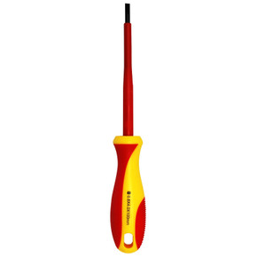 GOLDTOOL 100mm Electrical Insulated VDE Screwdriver. Tested to 1000 Volts AC. (0.8*4*100mm). Yellow/Red Colour Handle