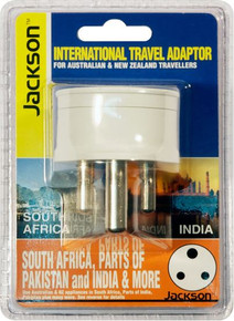JACKSON Outbound Travel Adaptor. Converts NZ/AUS Plugs for use in South Africa & Parts of India.