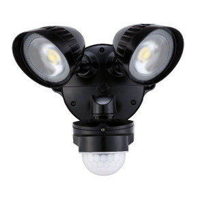 HOUSEWATCH 20W Twin LED 2x Spotlights with Motion Sensor. IP54. Passive IR. 22m Detection Range. Detection Angle 240 Degree. 4000 Lumens. Timing & Lux Adjustments. Black Colour.
