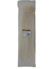 POWERFORCE Cable Tie Natural 550mm x 8mm Nylon Pack of 100. Made from U.L. Approved Nylon 6/6 with Flamability Rating of UL 94V-2