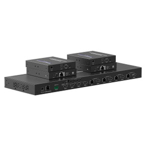 LENKENG 4x4 HDMI Extender Kit Matrix Switch. Includes 1x 4-Port Transmitter & 4x Recievers. Supports PoC - Supports Res 4K@60Hz up to 70m. Remote. **Not Suitable for Cat5e Cable**