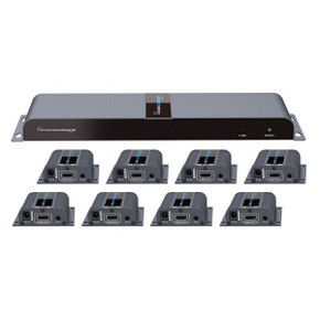 LENKENG 1-In-8-Out 1080P HDMI Extender. 1x HDMI in to 8x RJ45 out Compatible with CAT6/6a/7 Cables - Transmit up to 40m - Plug & Play - Wall-mountable - Supports EDID - Includes 1x Transmitter & 8x Rx.