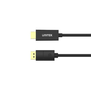 UNITEK 1.8m DisplayPort to HDMI Cable. Supports Max Res up to 4K@60Hz. Unidirectional Cable. Supports Transfer Rate up to 18Gbps Stream with HDCP2.2. Gold Plated Connectors. Black Colour.