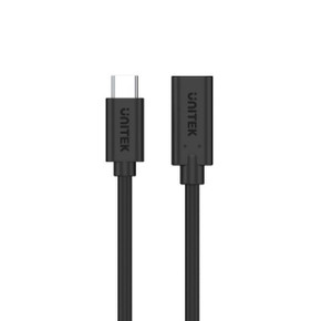 UNITEK 0.5m USB 3.1 USB-C Male to USB-C Female Extension Cable. Supports Data Transfer Speed up to 10Gbps. Reversible USB-C Connector. Supports Power Deliver - Sync & Charge. Black Colour.