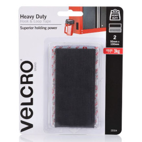 VELCRO Brand 50mm x 100mm Heavy Duty 2 Pack Hook & Loop Tape. Designed for Superior Holding Power up to 3kgs. Mess-free Alternative to Nails Screws & Epoxy. Black Colour