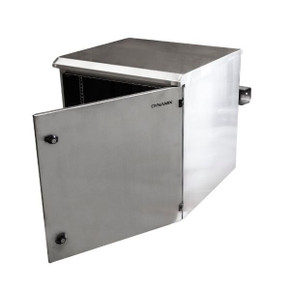 DYNAMIX 6RU Stainless Outdoor Wall Mount Cabinet (611 x 425 x 390mm). SUS316 Stainless Steel Construction. IP65 rated. Lockable Front Door. Wall mount accessories
