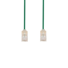 DYNAMIX 2m Cat6A 10G Green Ultra-Slim Component Level UTP Patch Lead (30AWG) with RJ45 Unshielded Gold Plated Connectors. Supports PoE IEEE 802.3af (15.4W).