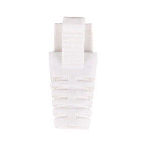 DYNAMIX WHITE RJ45 Strain Relief Boot - Slimline with Clip Protector (6.0 mm Outside Diameter) 20pk Bag