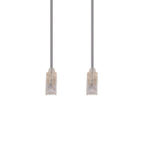 DYNAMIX 3m Cat6A 10G Grey Ultra-Slim Component Level UTP Patch Lead (30AWG) with RJ45 Unshielded Gold Plated Connectors. Supports PoE IEEE 802.3af (15.4W).