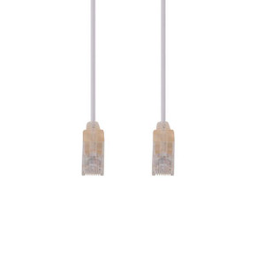 DYNAMIX 2m Cat6A 10G White Ultra-Slim Component Level UTP Patch Lead (30AWG) with RJ45 Unshielded Gold Plated Connectors. Supports PoE IEEE 802.3af (15.4W).