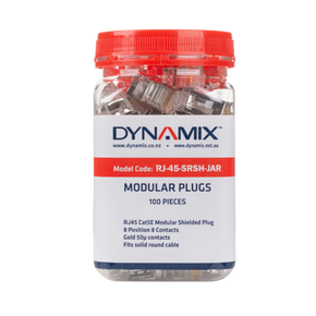 DYNAMIX RJ45 100pc Jar, (Round Solid) 8P8C Shielded Modular Plug. 50 micron