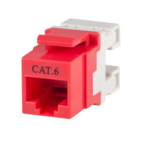 DYNAMIX Cat6 RED Keystone RJ45 Jack for 110 Face Plate T568A/T568B Wiring. 180 Slimline Jack.