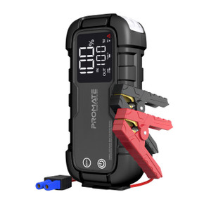 PROMATE 2000A/12V Heavy Duty Car Jump Starter with Power Bank. 20000mAh Power Bank 280lm LED Torch Includes Smart Clamps Built Tough LED 3.2" Screen 2x USB-A Ports. 45W PD.