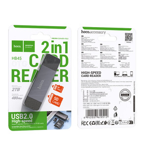 Hoco USB 2.0 Memory Card Reader with USB-A / USB-C Dual Plug (HB45)
