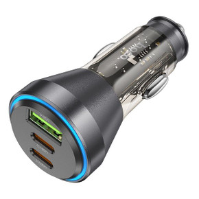 Hoco 60W 3 Ports PD+QC Super Fast Car Charger w/ 2x USB C & 1x USB A (NZ12D)