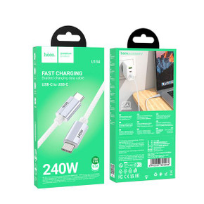 Hoco 240W PD Nylon Braided Metallic USB Cable - USB C to USB C (U134) 1.8M