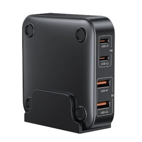 UNITEK 70W Desktop GaN Charging Station with 2x USB-C PD Ports & 2x USB-A QC3.0 Ports. Built-in Smart Protection. Includes Slim Cradle. Charge 4 Devices Simultaneously. 1.5m Power Cord. Black Colour