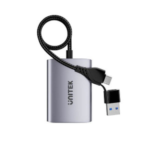 UNITEK HDMI Dual Port Adapter with 60cm Cable & USB-A&USB-C Connectors Mirror or Extend Computer Display, Supports Windows 11, 10, Mac OS 10.15 or Higher(MacBook M1/ M2/ M3) Aluminium Alloy Body, Space Grey.