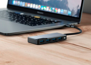 Alogic Usb-C Fusion Swift 4-In-1 Hub- 4 X Usb-A (Usb 3.0) - Space Grey