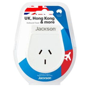 JACKSON Slim Outbound Travel Adaptor for use in UK/Hong Kong. 3-Pin NZ/AUS Plugs.   