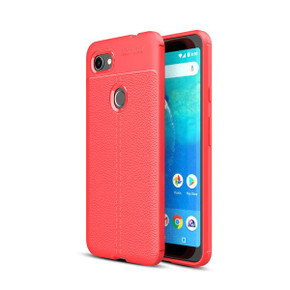 Google Pixel 3a XL      Leather Texture Case    Red
