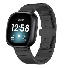 Fitbit Versa 4      Stainless Steel Strap   Black