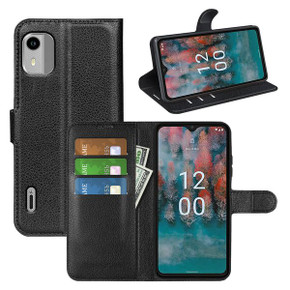 Nokia C12      Pu Wallet Case    [Black]