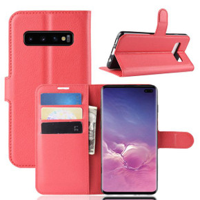 Galaxy S10 Plus      Pu Wallet Case    [Red]