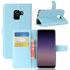 Galaxy A8 2018      Pu Wallet Case    [Lightblue]