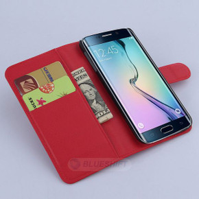 Galaxy S6 Edge      Pu Wallet Case    [Red]