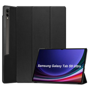 Samsung Galaxy Tab S9 Ultra X910    Tri-Fold PU Case    Black