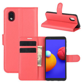 Galaxy A01 Core      Pu Wallet Case    [Red]