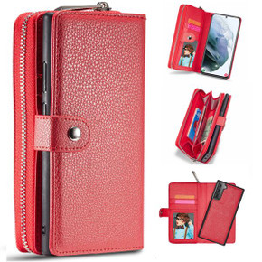 Samsung Galaxy S21 Plus Zipper Wallet Case Red Samsung Galaxy S21 Plus Zipper Wallet Case Red
