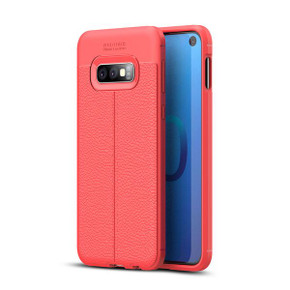 Samsung Galaxy S10E      Leather Texture Case    Red