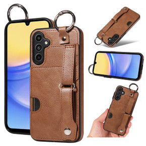 Samsung Galaxy A15 Hand Strap PU Card Case Brown Samsung Galaxy A15 Hand Strap PU Card Case Brown