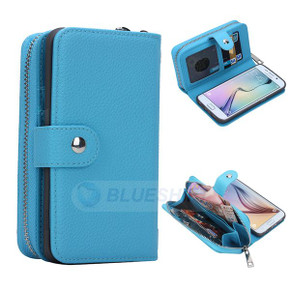 Samsung Galaxy S6 Edge      Zipper Wallet Case    LightBlue