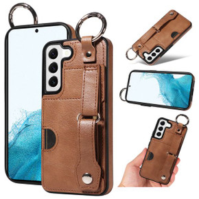 Samsung Galaxy S22      Hand Strap PU Card Case    Brown
