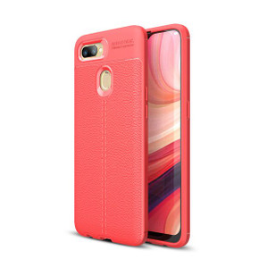 OPPO AX5s Leather Texture Case Red