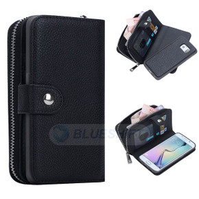 Samsung Galaxy S6 Edge      Zipper Wallet Case    Black