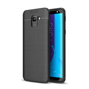 Samsung Galaxy J6      Leather Texture Case    Black