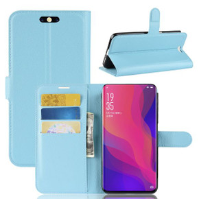 Oppo Find X      Pu Wallet Case    [Lightblue]