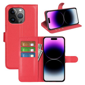 Iphone 15 Pro      Pu Wallet Case    [Red]