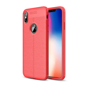 Apple iPhone XS Max Leather Texture Case Red Apple iPhone XS Max Leather Texture Case Red