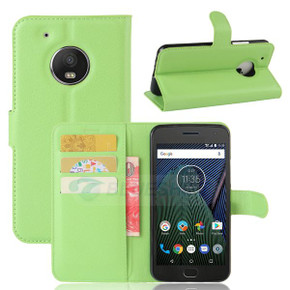 Moto G5 Plus      Pu Wallet Case    [Green]
