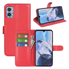 Moto E22I      Pu Wallet Case    [Red]